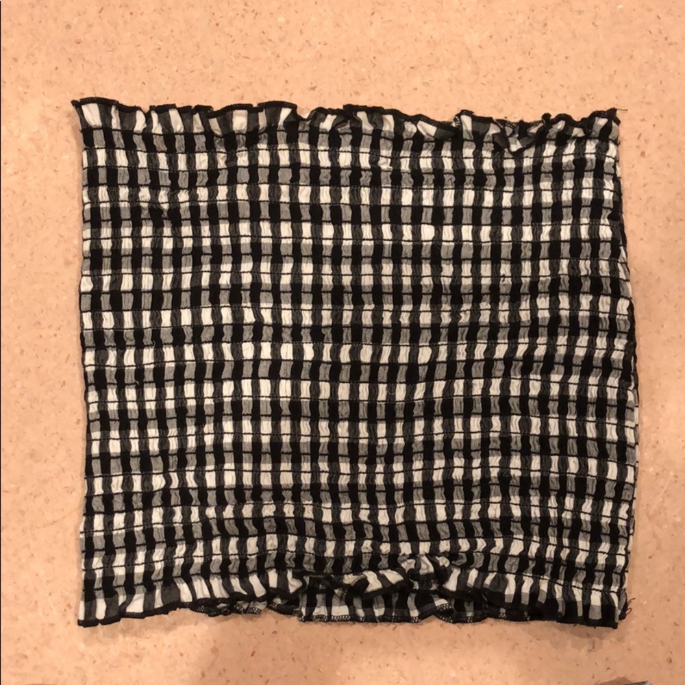 Stretchy tube top/ black and white checker